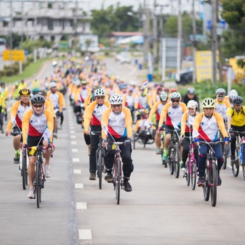 โครงการ “ตามรอยพ่อฯ” ปี 7 จัดกิจกรรมปั่นรณรงค์ในเมืองเลย ตามรอยศาสตร์พระราชา สู่การฟื้นฟูต้นน้ำป่าสัก